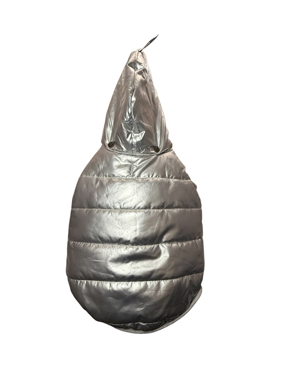 Silver Quilted Dog Puffer Waterproof Jacket with Removable Hood (NWOT) - Picture 3 of 7